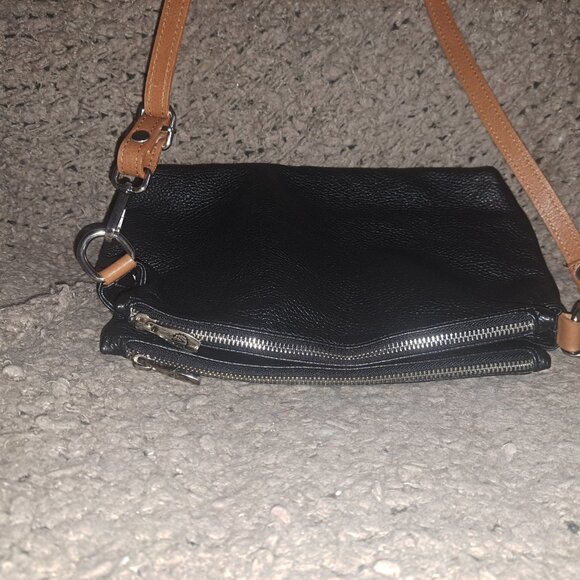 VALENTINA-Italia-Black Pebbled Leather Shoulder/Crossbody-Dbl Zip/Magnet-NM - Picture 5 of 8